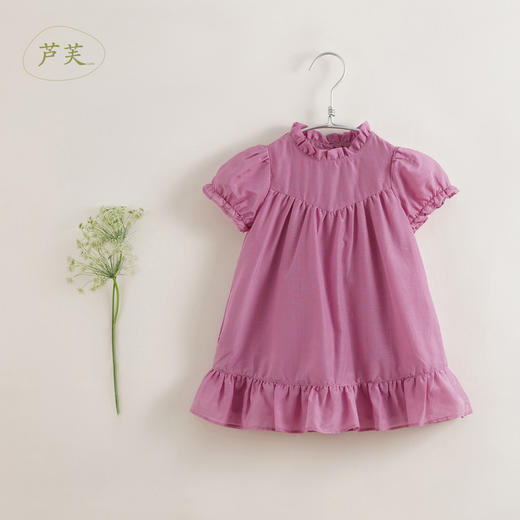【马克珍妮 芦芙】夏装新款 女童泡泡袖棉真丝连衣裙230733 商品图2