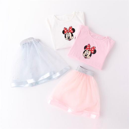 迪士尼童装 女童夏季套装宝宝短袖新款洋气上衣仙裙子两件套212T1247 商品图2