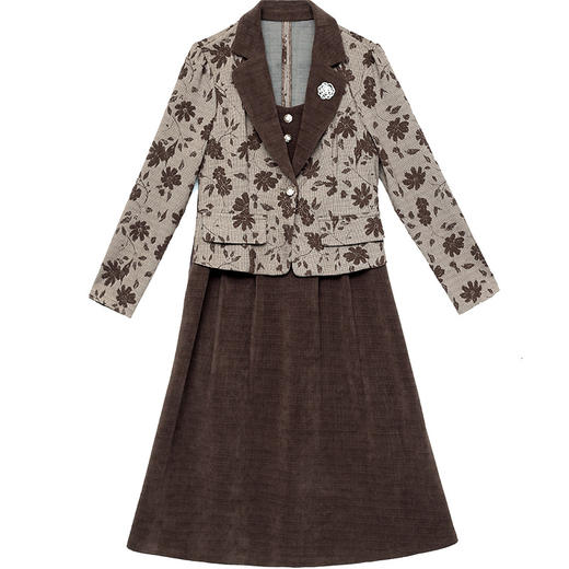 气质优雅，春季新款西装领拼接假两件连衣裙QYM-63005 商品图4