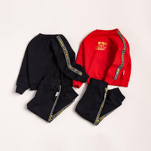 迪士尼童装 儿童新年款加绒套装春季新款男童红色卫衣卫裤两件套 商品图5
