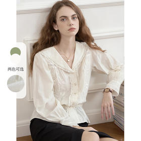 SimpleRetro原创树莓刺绣衬衫女早春法式蕾丝花边泡泡袖气质上衣