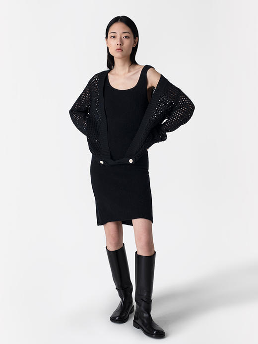 322工房清新透视纯棉带子纱镂空开衫2023春夏宽松针织外套女B016 商品图0