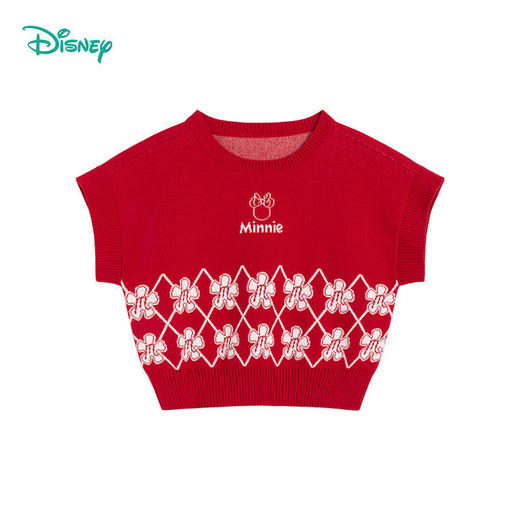 迪士尼童装 宝宝马甲女童小童背心儿童春秋卡通保暖针织毛衣新年221S1677 商品图9