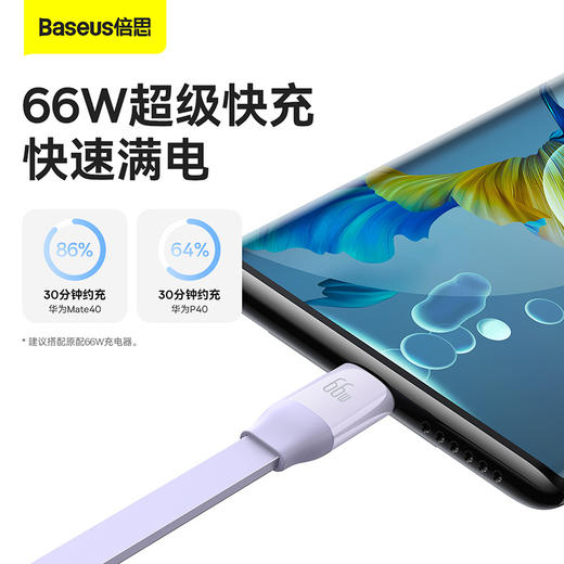 倍思 明镜系列2 随意拉伸一拖三快充数据线USB to M+L+C 66W 1.1m 商品图2