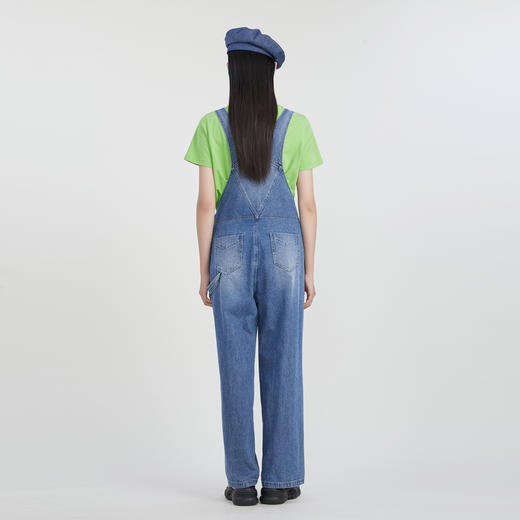 谜底宽松牛仔背带裤女2023春季新款复古百搭宽松直筒裤231MK0020 商品图2