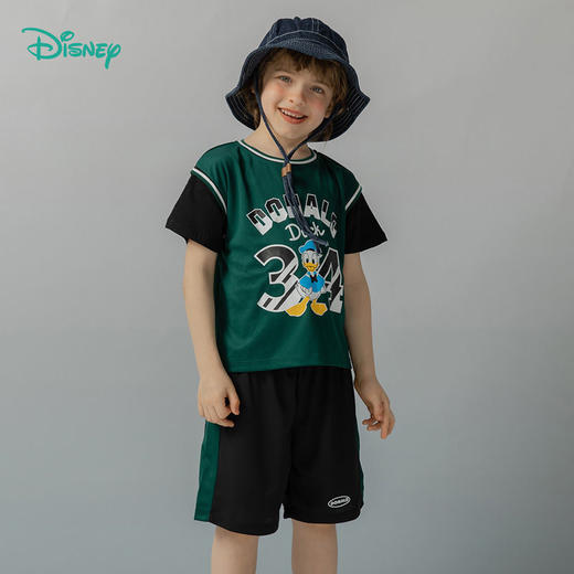 迪士尼童装 男童夏季套装儿童短袖运动服男孩潮酷篮球服2件套222T1354 商品图4
