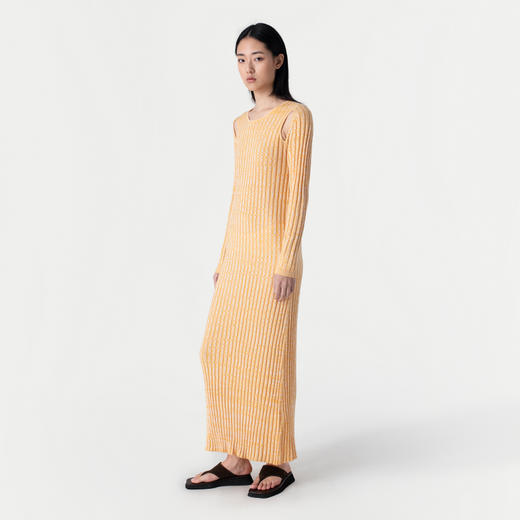 322工房轻盈释放肩部挖空丝羊绒连衣裙2023春夏长款针织裙子B014 商品图1