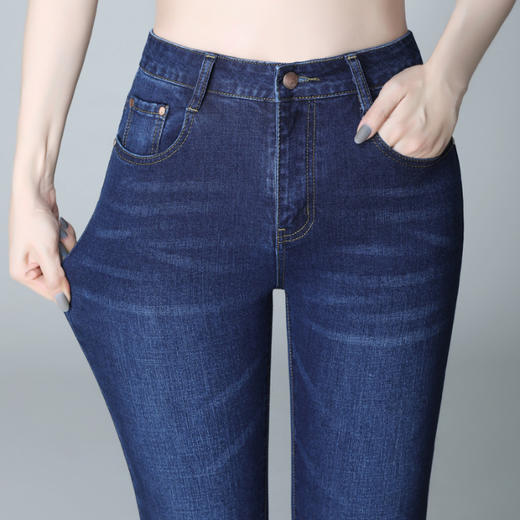高腰牛仔裤女直筒，春季新款宽松弹力时尚中年大码显瘦大码长裤RM-001 商品图3