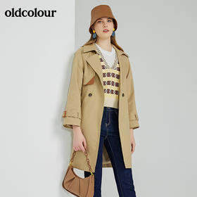 oldcolour欧珂2022春新款纯色中长款风衣外套O11047129