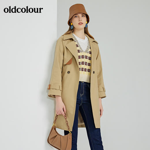 oldcolour欧珂2022春新款纯色中长款风衣外套O11047129 商品图0