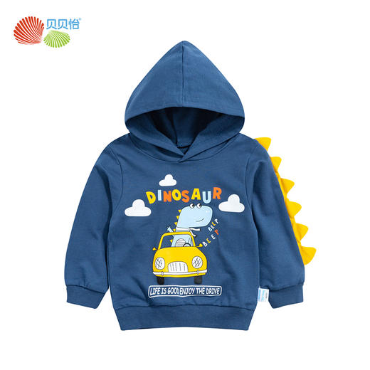 贝贝怡秋季新品男童儿童休闲连帽套头卫衣小恐龙卡通时尚上衣223S3104 商品图13