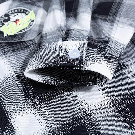 迪士尼童装男童格子衬衫米奇卡通洋气潮搭中大童宝宝上衣衬衣 商品图7