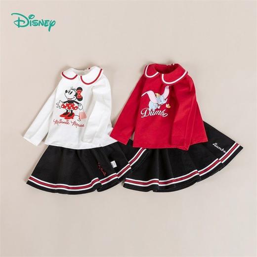 迪士尼童装女童套装学院风春装儿童新款百褶裙长袖T恤中小童衣服221T1348 商品图5
