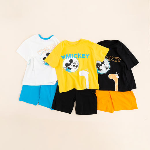 迪士尼童装男童短袖套装夏季新品中大童时髦洋气卡通撞色两件套222T1381 商品图7