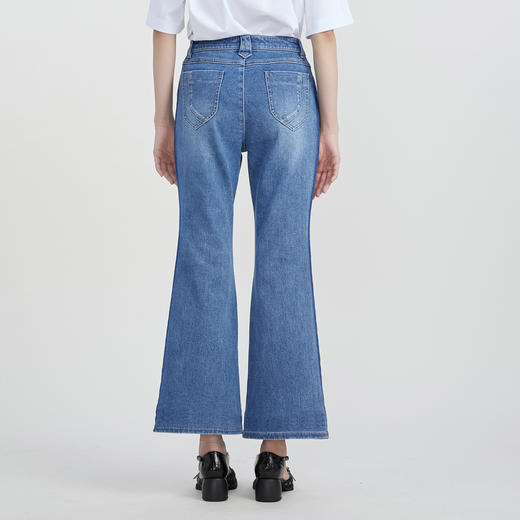 谜底牛仔喇叭裤长裤女2023春季新款复古高腰微喇牛仔裤231MK0037 商品图2