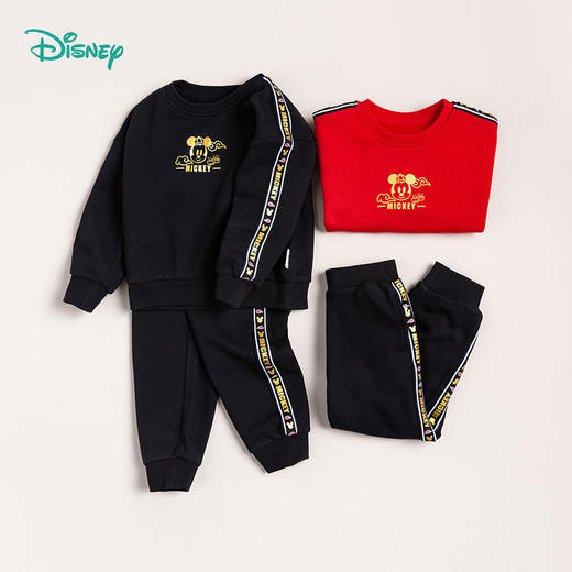 迪士尼童装 儿童新年款加绒套装春季新款男童红色卫衣卫裤两件套 商品图4