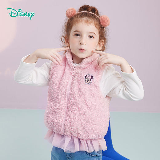 迪士尼童装 女童马甲秋冬季宝宝毛绒坎肩儿童卡通可爱马夹潮 商品图0