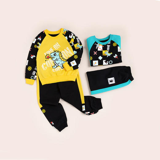 贝贝怡卫衣套装儿童高档套装男宝宝两件套圆领卫衣时尚新款 商品图1