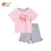 贝贝怡夏季新品女童短袖短裤套装爱心儿童分体两件套 商品缩略图0