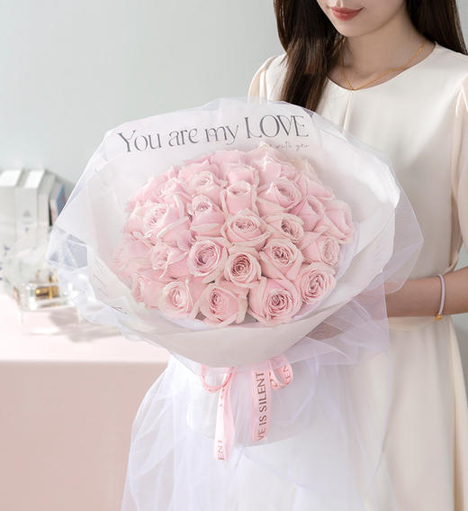 粉色邂逅|粉红雪山玫瑰33枝仙女纱款 商品图1