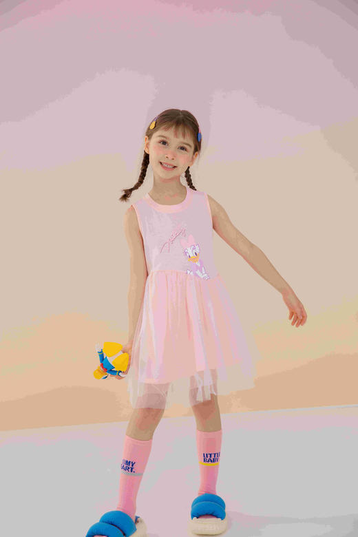 迪士尼童装 儿童连衣裙夏季新款女童网纱背心裙无袖公主裙薄222Q781 商品图2