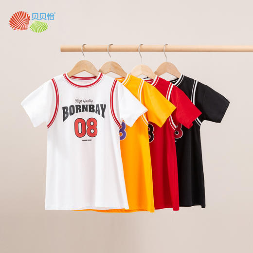 贝贝怡女童连衣裙运动连衣裙夏季2022新品女孩篮球服儿童上衣外出衣服 商品图8
