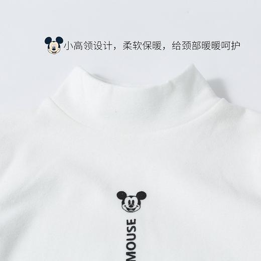 迪士尼童装儿童半高领长袖T恤男女童保暖打底衫纯色韩版卡通上衣223S1737 商品图4