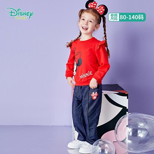 迪士尼(Disney)童装 女童套装可爱米妮小飞袖上衣牛仔裤2件套211T1211 商品图1