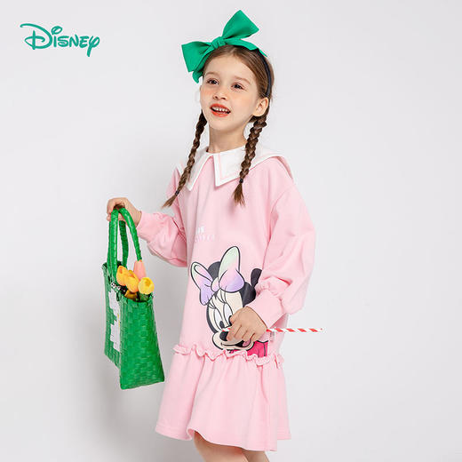 迪士尼童装儿童连衣裙春秋新品女童海军风领子卫衣裙中长裙221Q770 商品图2