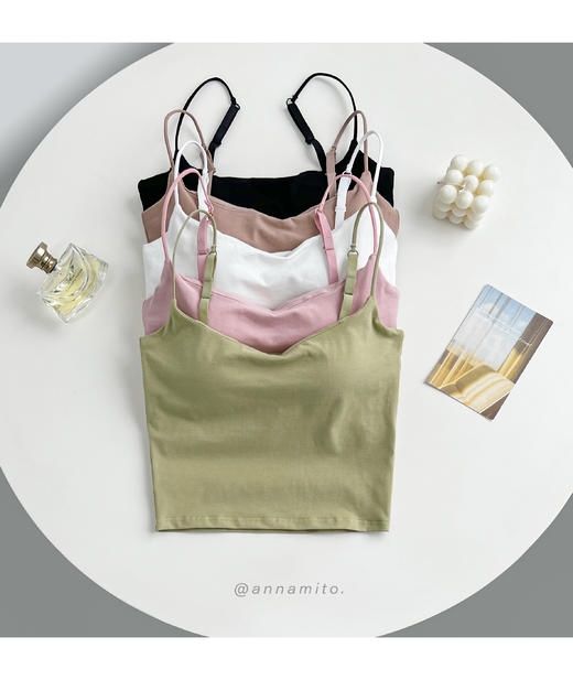 老米优品 / 2件包邮！春夏满分内搭！颜色绝绝子~~《阔领露脐吊带》一字美背细肩带，隐形细肩带，舒适百搭，自带胸垫，免穿文胸！DD230214A 商品图6