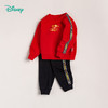 迪士尼童装 儿童新年款加绒套装春季新款男童红色卫衣卫裤两件套 商品缩略图0
