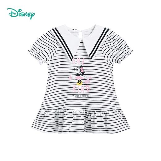 迪士尼童装儿童连衣裙甜美米妮女童条纹短袖连衣裙 商品图4