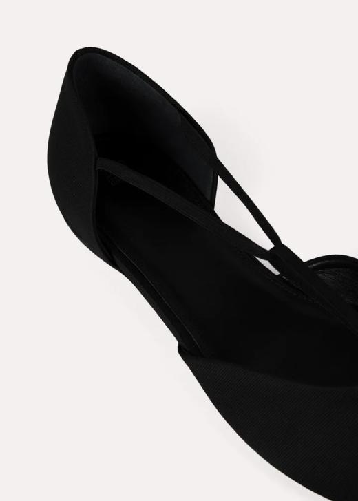 TOTEME  黑色罗缎T字弹力系带尖头平跟单鞋 商品图8