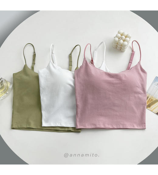 老米优品 / 2件包邮！春夏满分内搭！颜色绝绝子~~《阔领露脐吊带》一字美背细肩带，隐形细肩带，舒适百搭，自带胸垫，免穿文胸！DD230214A 商品图7