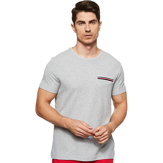 织带口袋 珠地网眼棉微弹圆领短袖T恤 T-1190 商品图0