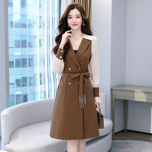 修身显瘦，春装气质拼接撞色连衣裙HR-WS22659 商品图1