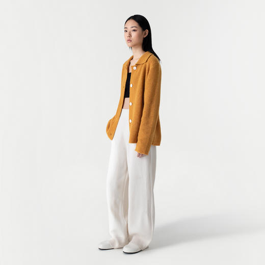 322工房新意短毛绒圈圈纱羊毛外套2023春夏polo领休闲针织衫B007 商品图1