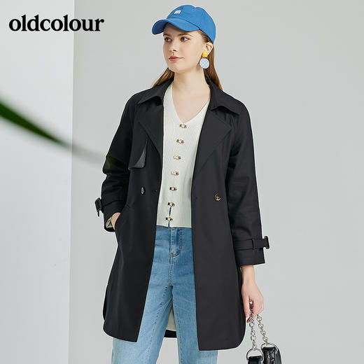 oldcolour欧珂2022春新款纯色中长款风衣外套O11047129 商品图4