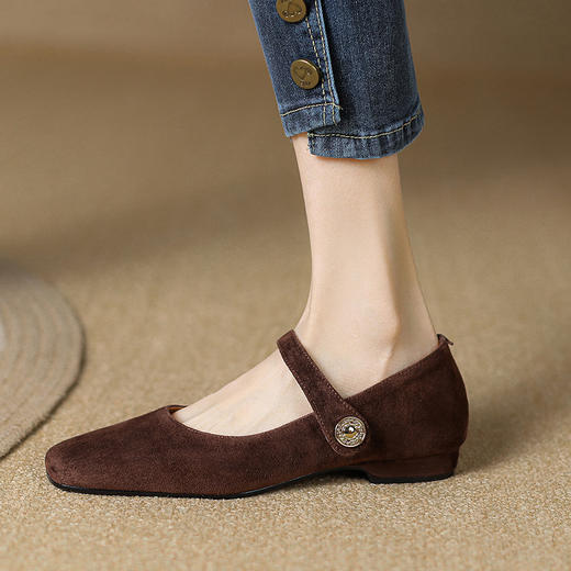 纯色优雅，低跟羊反皮猪皮里单鞋KMQ-1033-3 商品图2