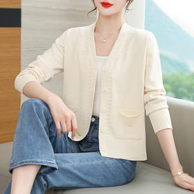 早春开衫针织外套女薄款春装，新款小个子配裙子V领毛衣披肩CC-3161