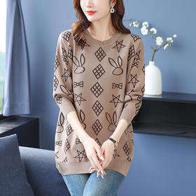 中长款毛衣，妈妈春装大码遮肚子打底衫CC-10-2586