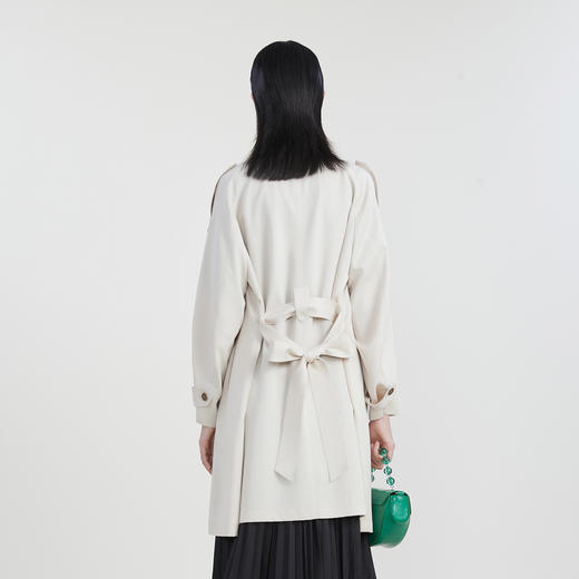 谜底经典中长款风衣女23春季新款西装领纯色双排扣外套231ME0096 商品图2