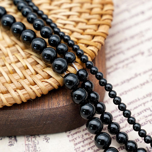黑玛瑙珠子珠料半成品意卡米诺手串念珠单颗散珠 商品图1