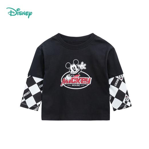 迪士尼童装儿童长袖T恤春秋款男女中大童拼接假两件上衣打底223S1735 商品图7
