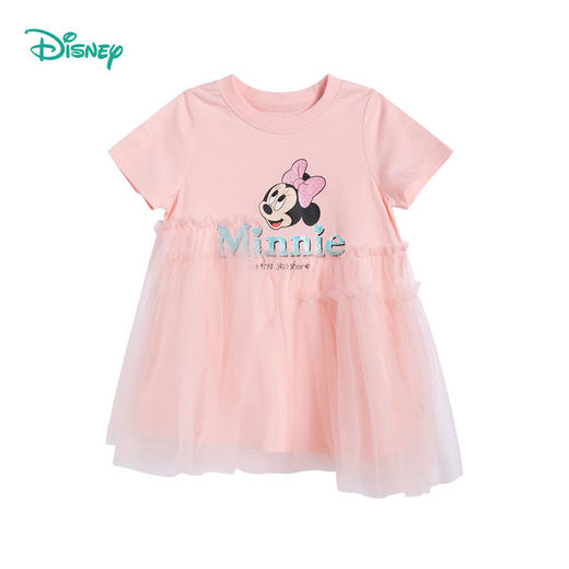 迪士尼童装 女童短袖连衣裙夏新款儿童裙子网纱公主裙假两件222Q773 商品图5