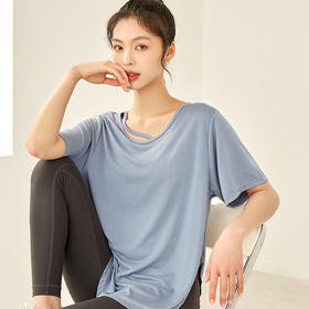 跃牌【倚窗听雨系列】透气短袖宽松显瘦瑜伽罩衫t恤Da35-21