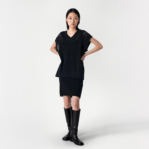 322工房清新透视纯棉带子纱镂空网眼马甲2023春夏款叠搭背心B015 商品图4