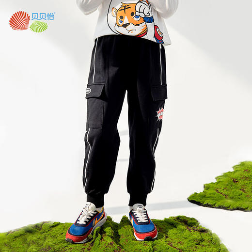 贝贝怡童装男童春秋时尚休闲工装长裤舒适保暖简约好搭中大童裤子 商品图3