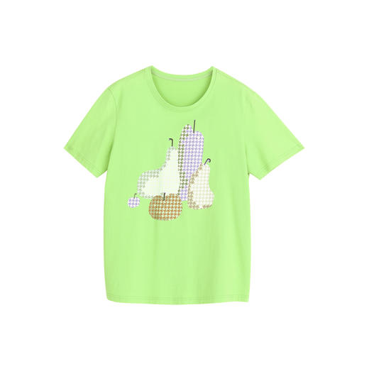 谜底短袖T恤女23春季新款特色印花圆领宽松短款百搭上衣231MT0015 商品图4