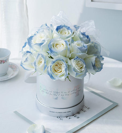 爱的抱抱|碎冰蓝玫瑰19枝 商品图0